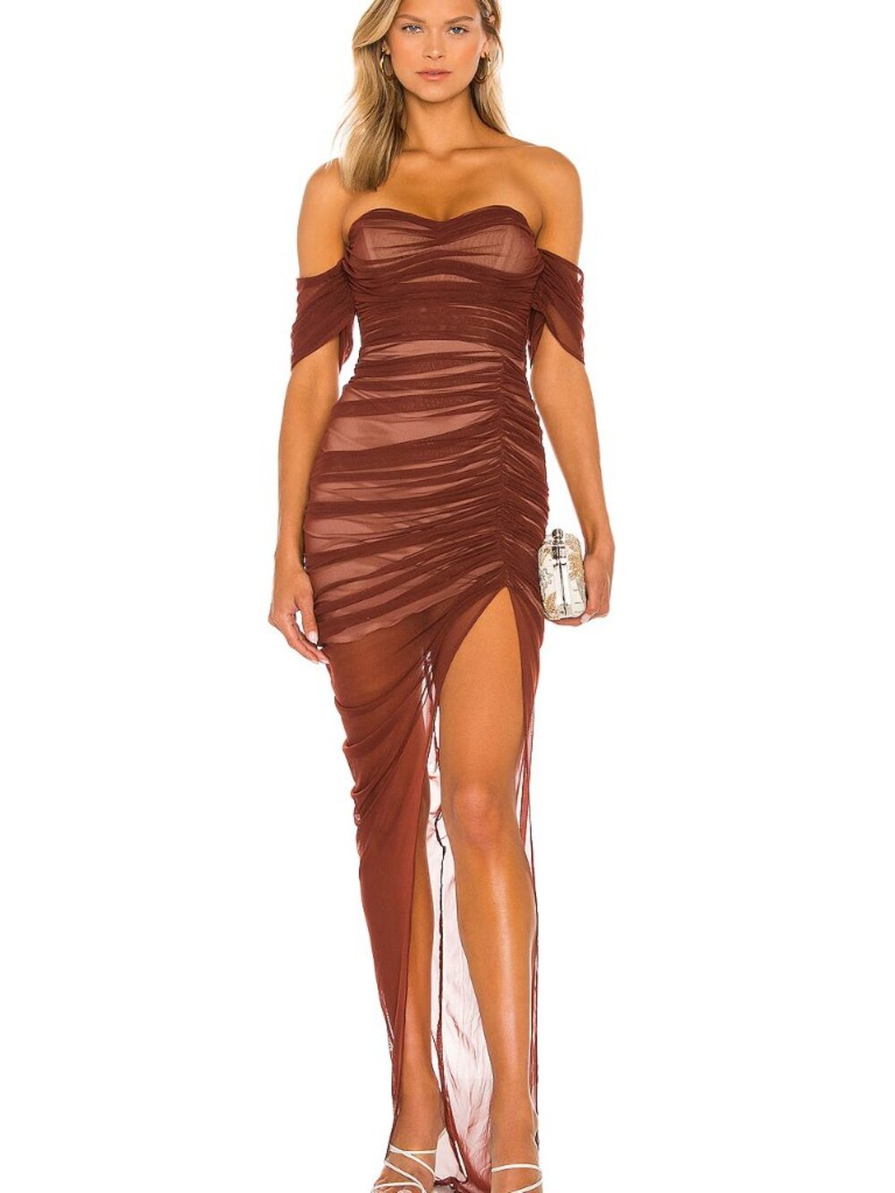 Nookie Dita Mesh Gown Size S Small Brown Dress